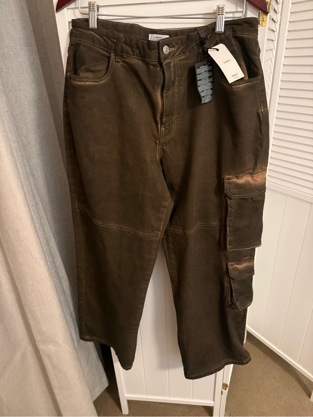 Forever 21 Dark Brown Cargo Pants with Utility Pockets